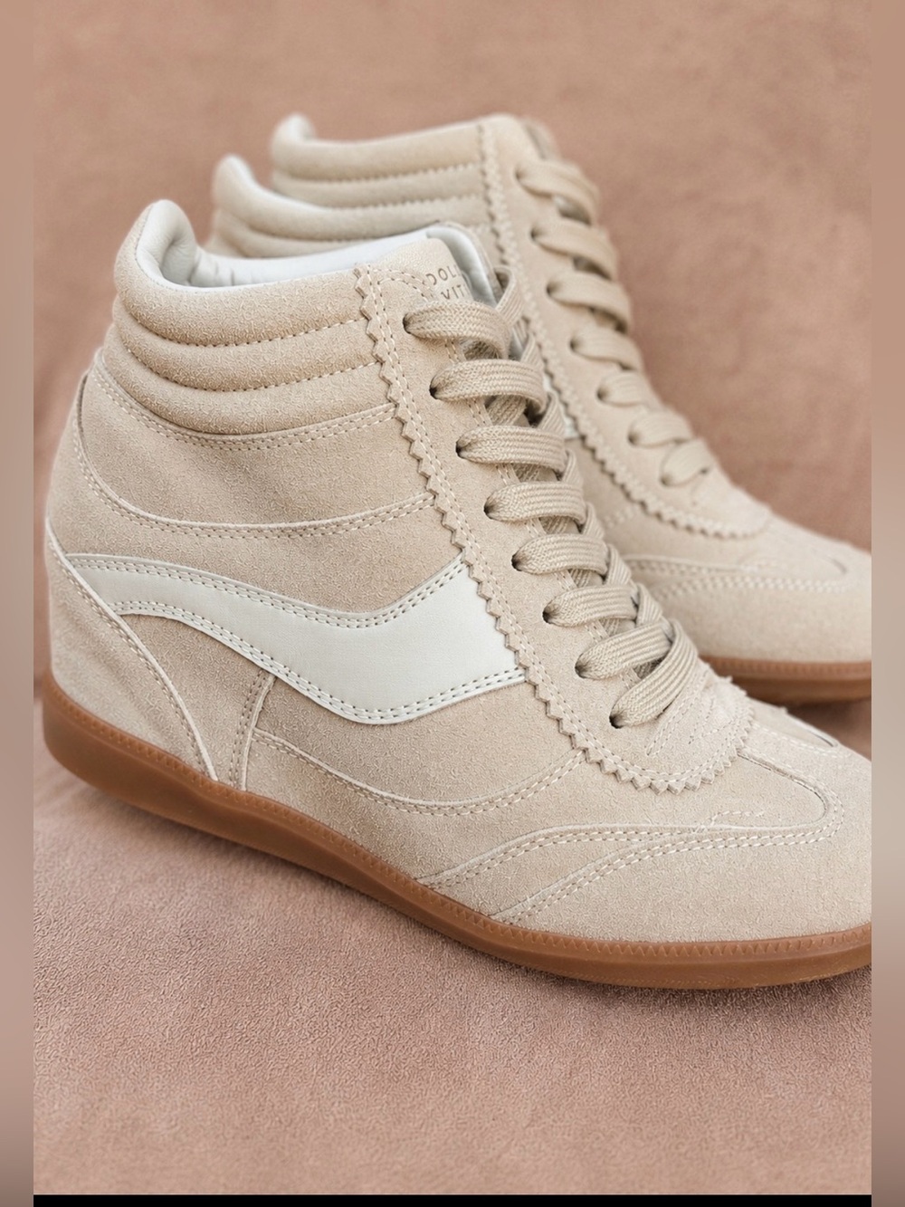 Dolce Vita Cream and Gum Wedge High-Top Sneakers